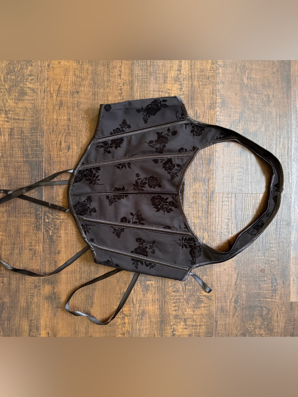 Black Floral Velvet Corset Top